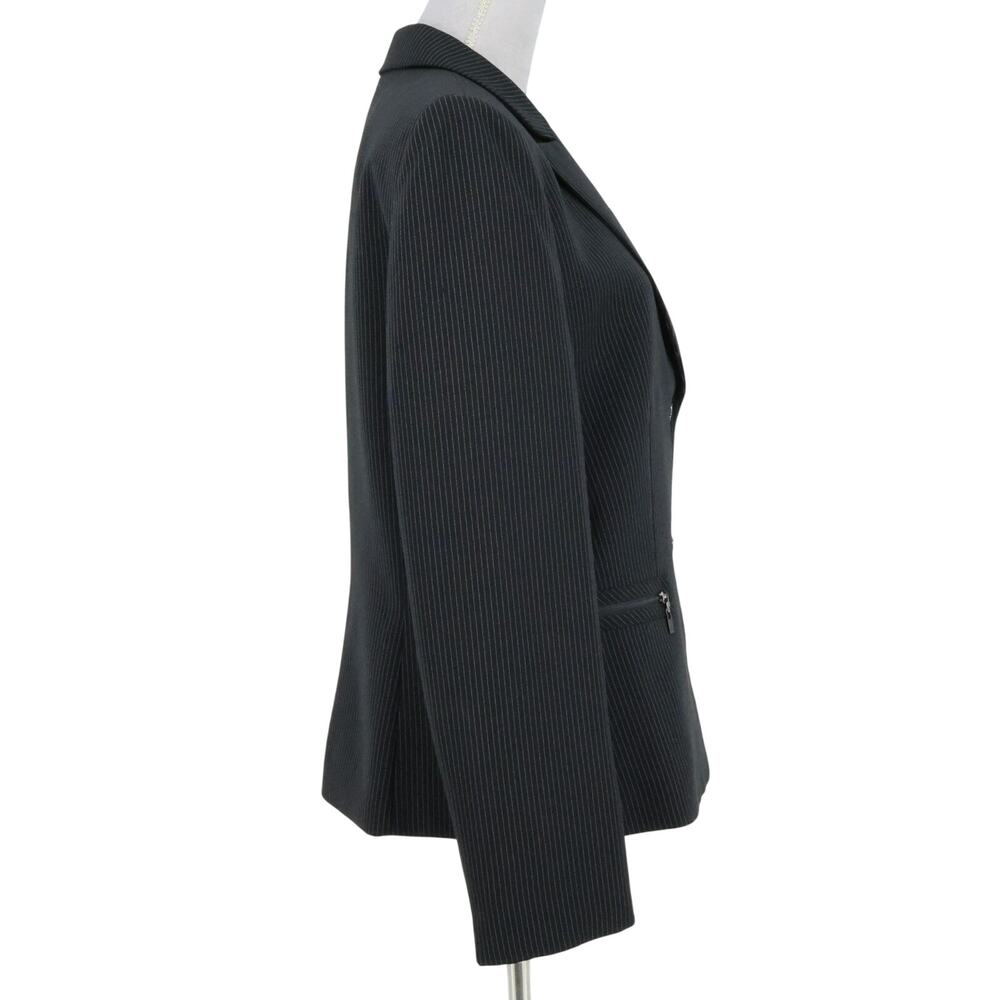 Daniele O Tahari Levine Jacket Womens 14 Black Pinstripe Lined Blazer Pockets - Picture 6 of 16